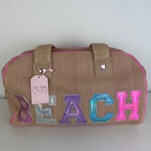 NWT Miss Gwen's OMG Accessories Womens Beach Multi Natural Straw Duffle Bag